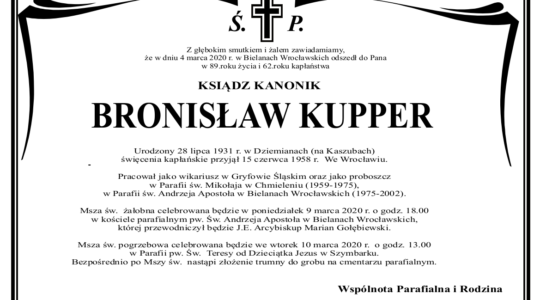 Pożegnanie ks. kan. Bronisława Kuppera